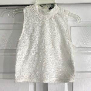 Forever 21 Lace Overlay Sleeveless Crop Top M